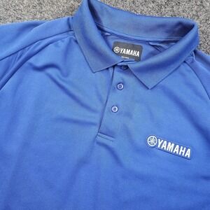 Yamaha Polo Shirt Mens Large Blue Performance Golf Short Sleeve Embroidered Logo